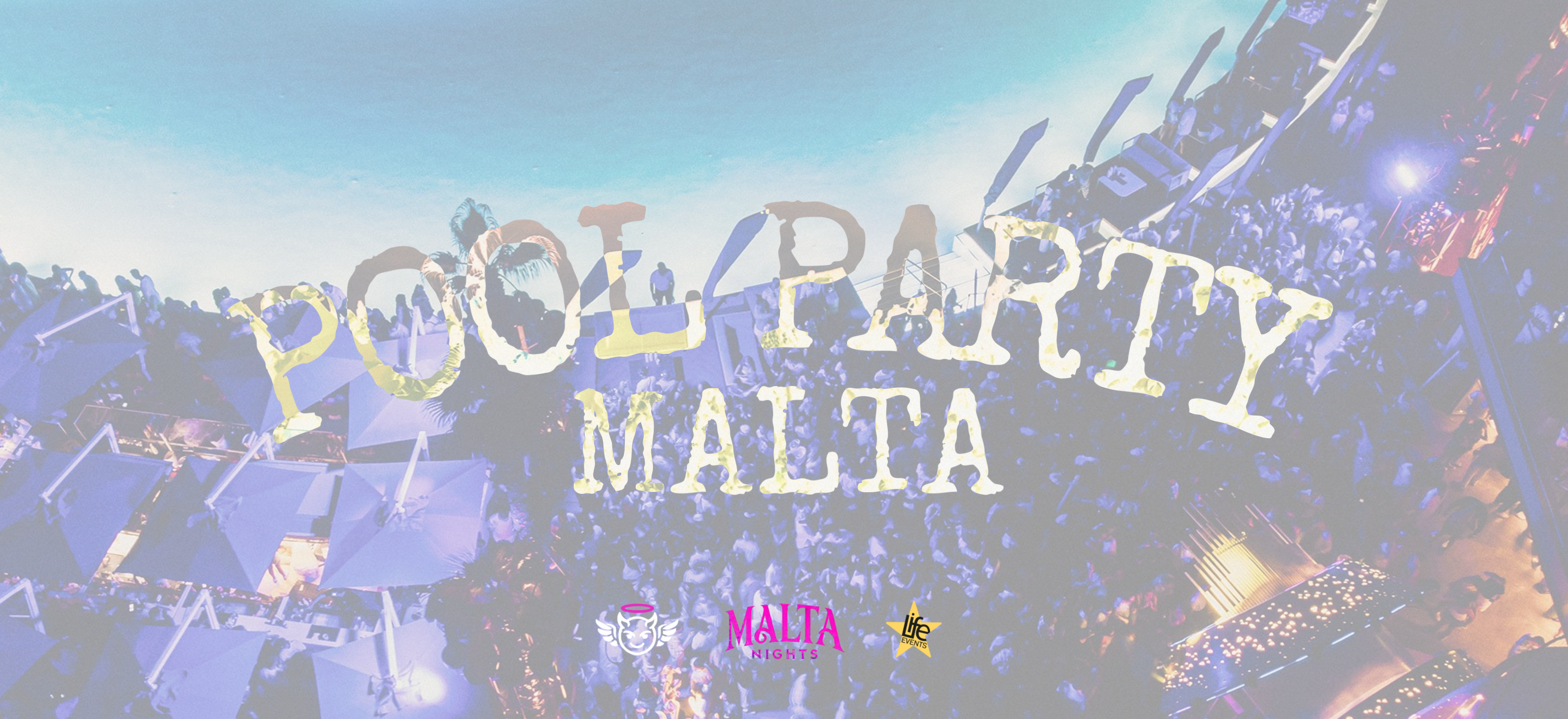 Pool party in Malta with large crowd enjoying music and nightlife atmosphere