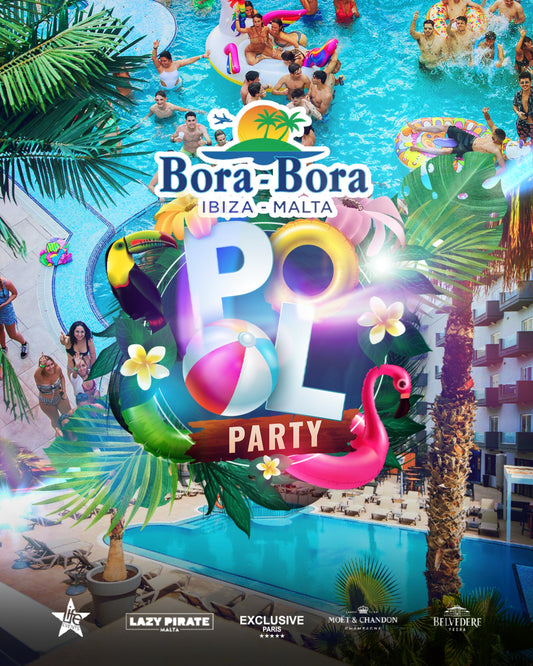 Bora Bora Pool Party Wednesdays at Bora Bora Ibiza Malta Bugibba official flyer