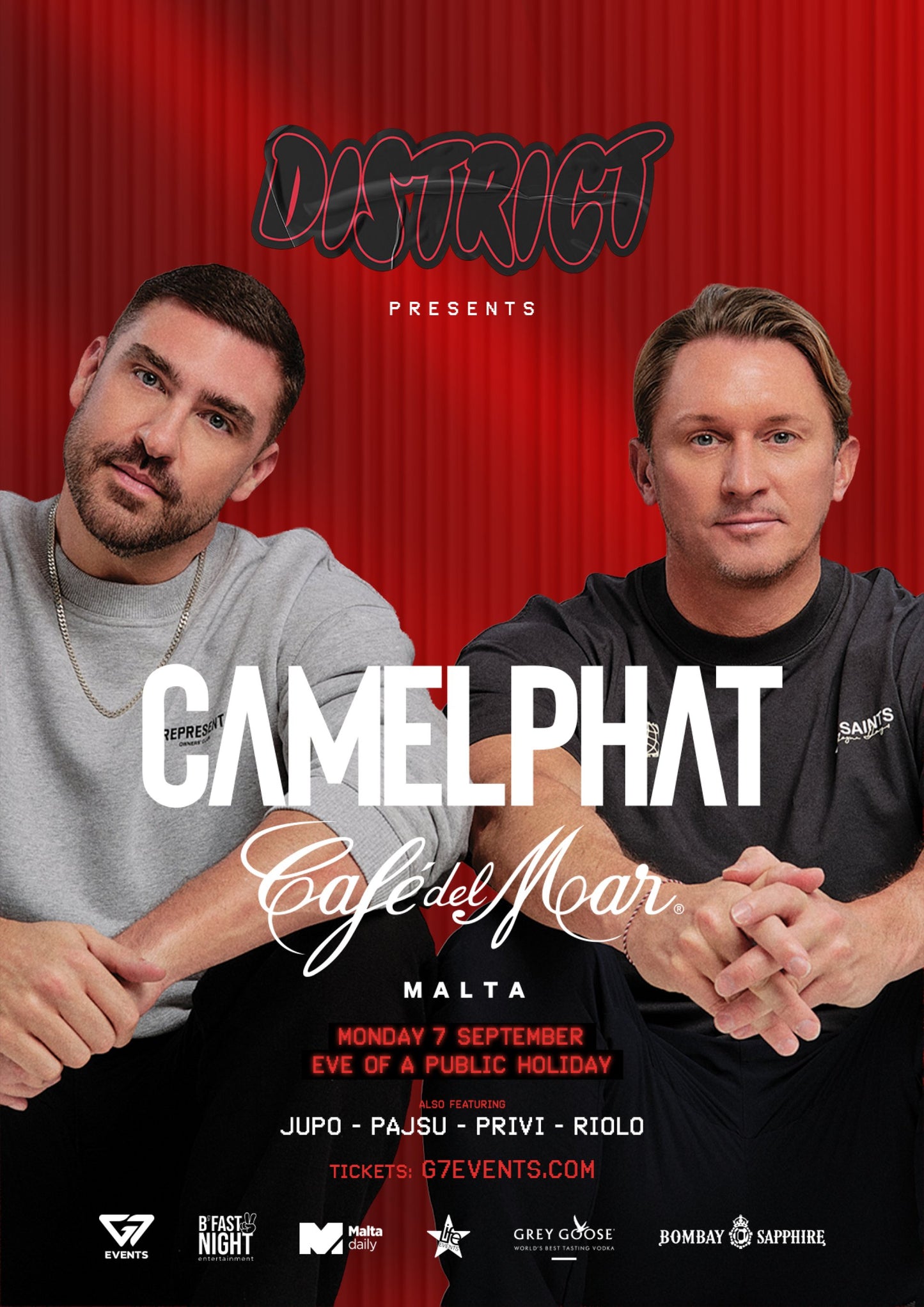 CAMELPHAT at Café del Mar Malta – 7 September 2026 official flyer
