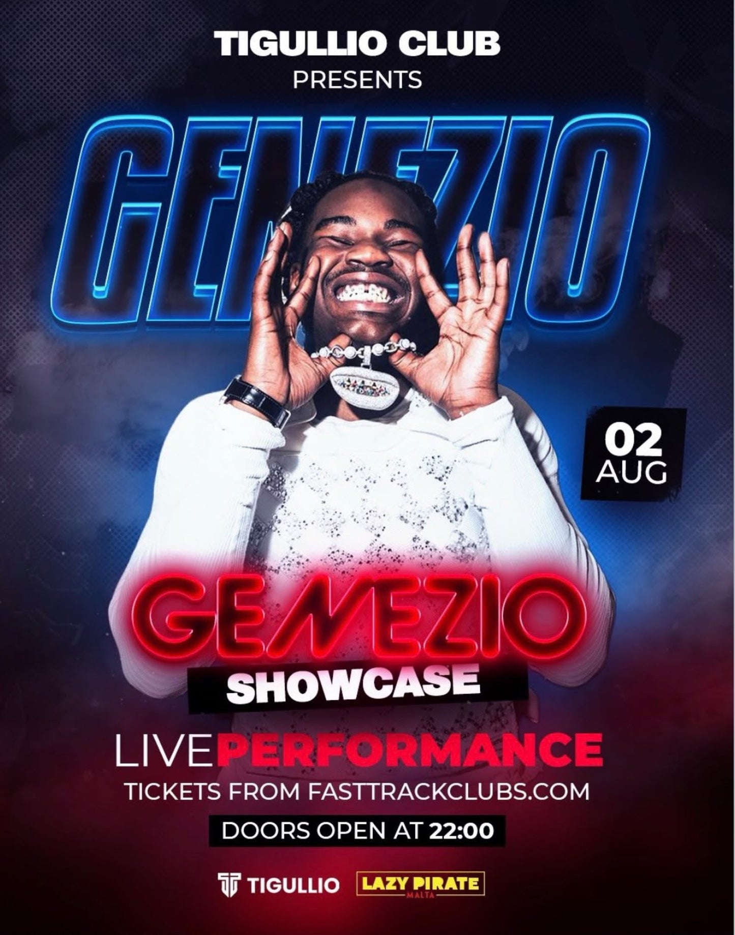 GENEZIO showcase at Tigullio Malta – 2 August 2026 official flyer