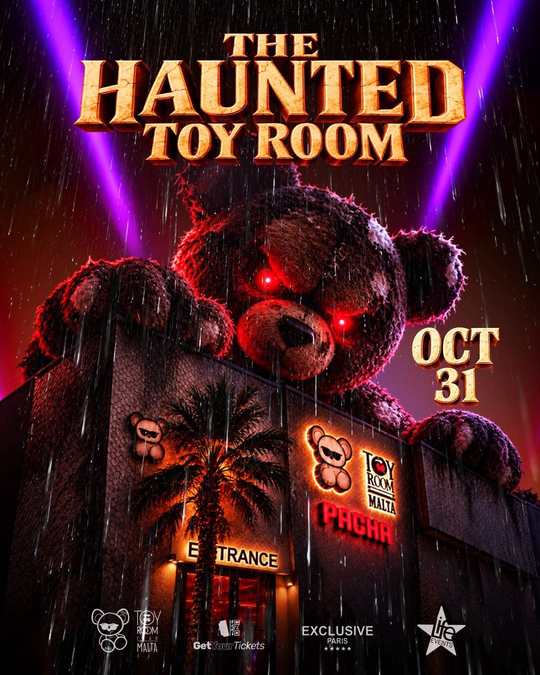 The Haunted Toy Room, Halloween 2026 at Toy Room Malta (Pacha), Paceville, Saturday 31 October: official flyer